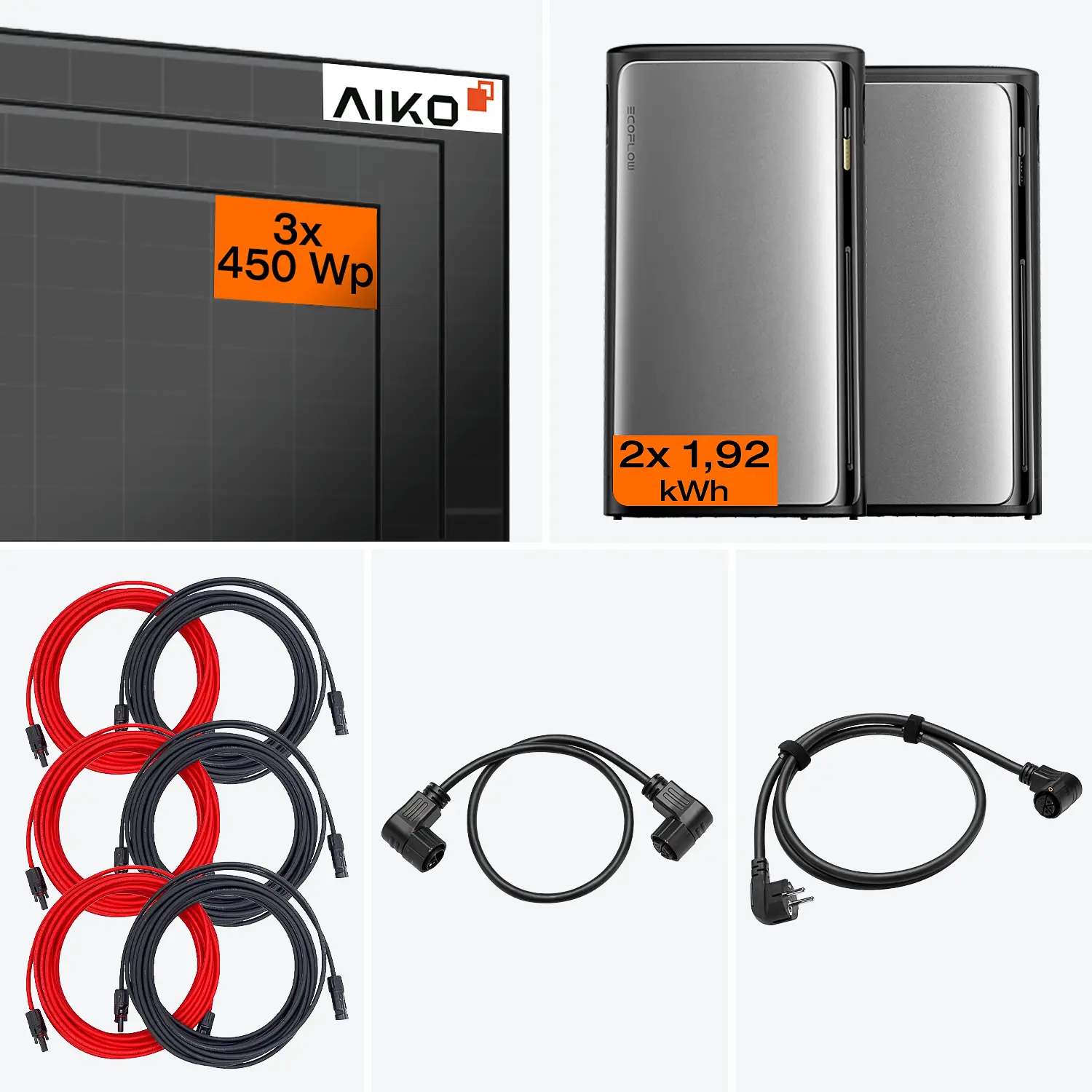Lieferumfang Balkonkraftwerk Pro 1350 W mit AC Pro Speicher – Komplettset