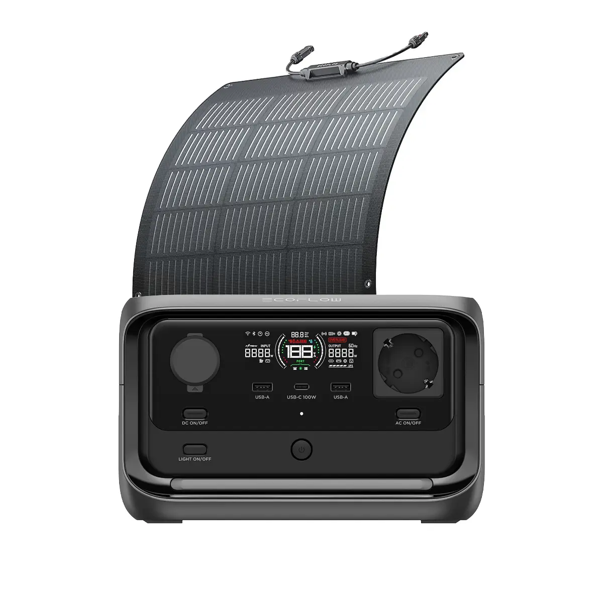 EcoFlow River 3 Plus Powerstation mit flexiblem 100 W Solarpanel – kompaktes Set für mobile Stromversorgung