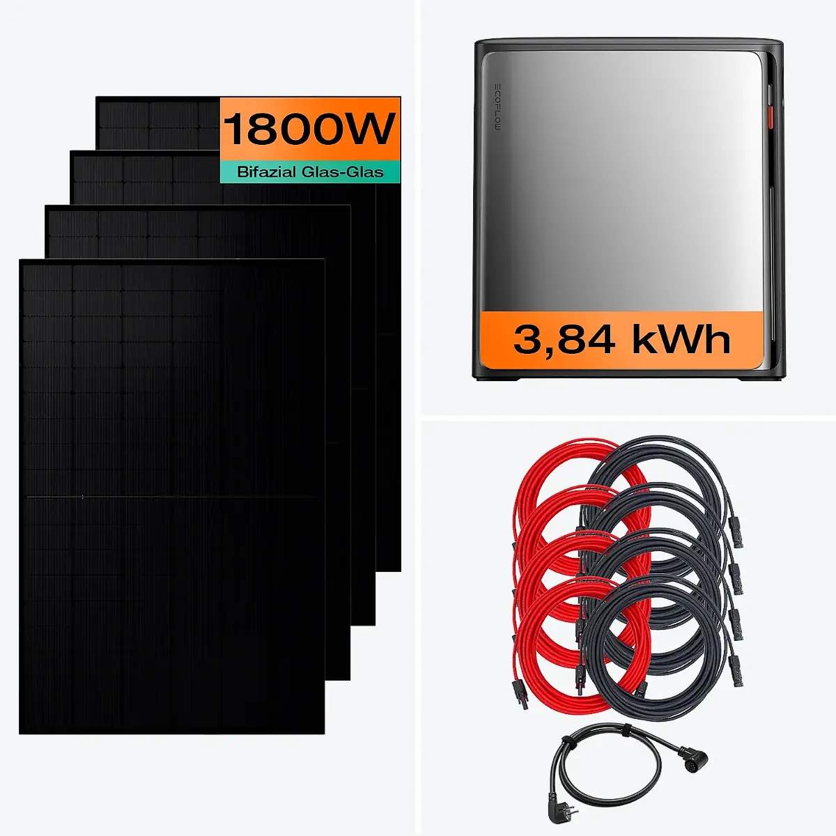 Balkonkraftwerk mit Speicher 1800 W & 3,8 kWh Komplettset