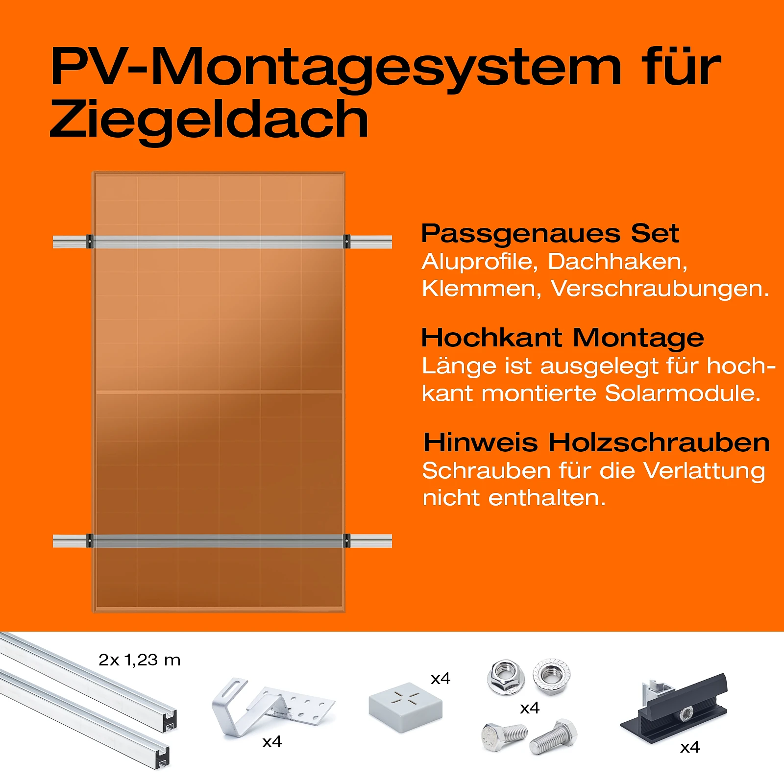Balkonkraftwerk 1000 W mit Montagesystem für Ziegeldach