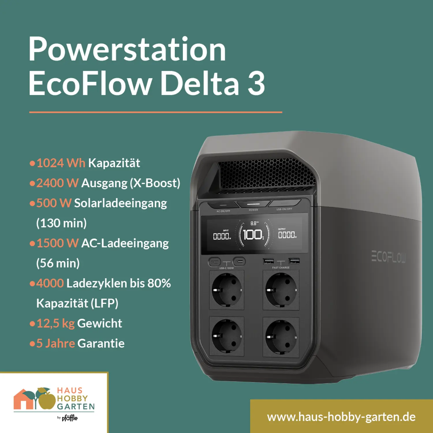 Powerstation Delta 3 mit 1024 Wh inkl. gratis Powerbank