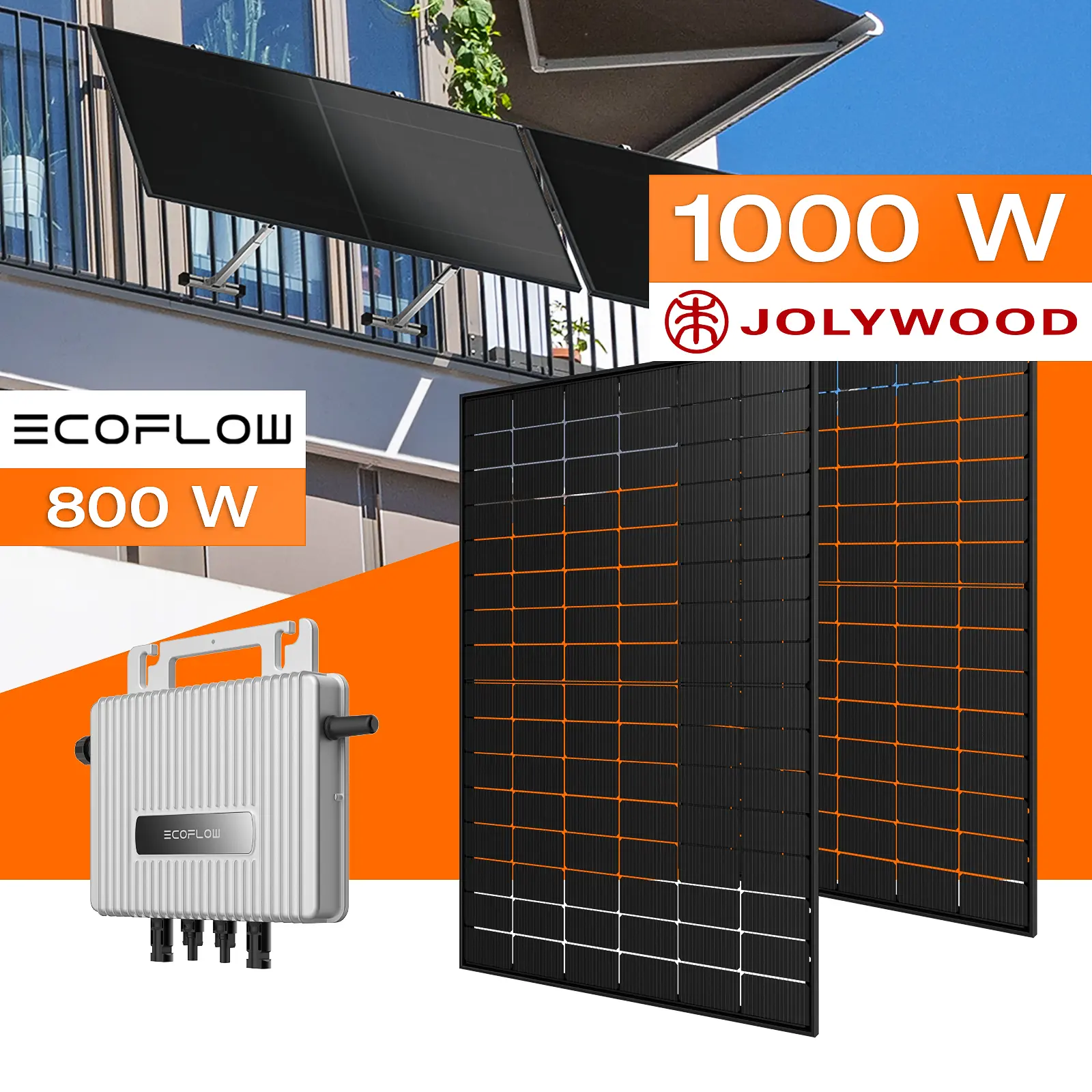 Balkonkraftwerk 1000 W mit Balkonhalterung