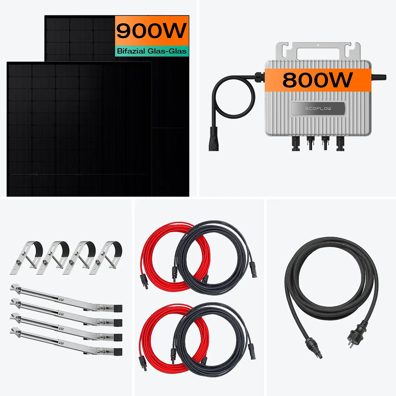 Balkonkraftwerk für Gittergeländer 800 W, 900 Wp