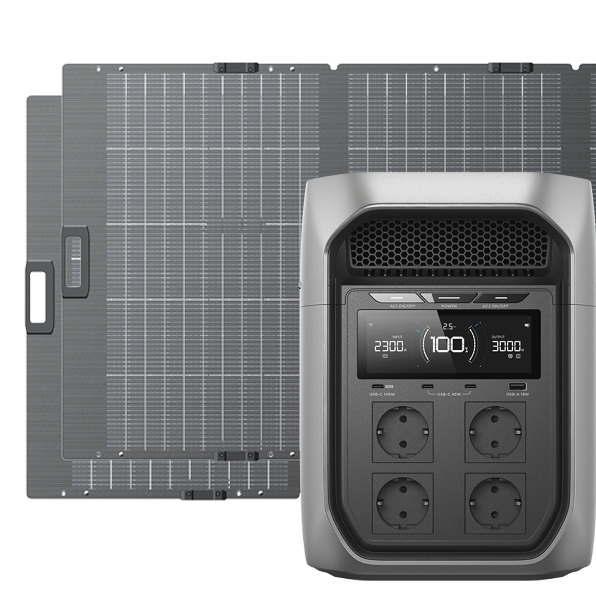 Powerstation-Campingset Delta 3 Max Plus mit faltbarem Solarpanel 400 W