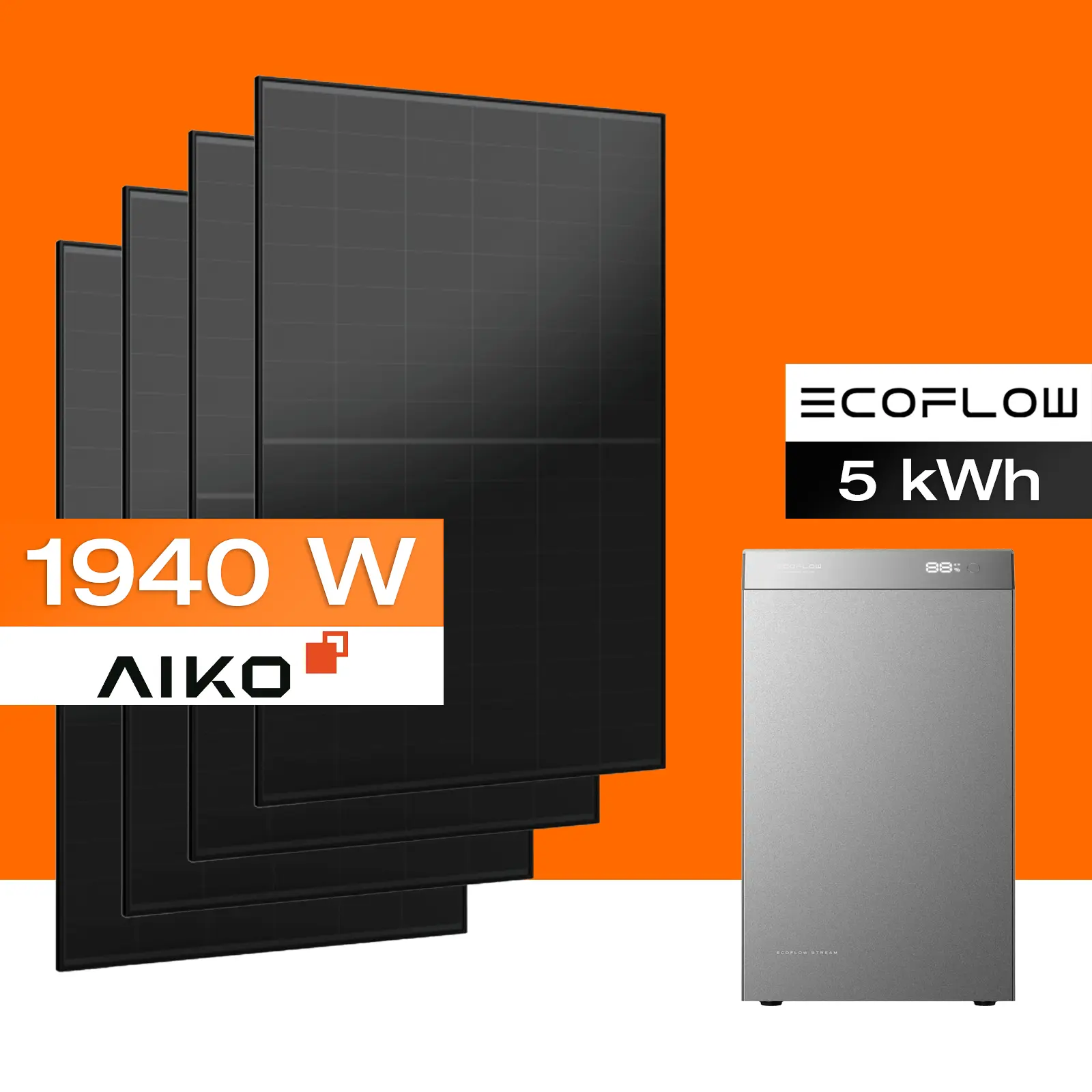 Balkonkraftwerk mit Speicher 5 kWh, 1940 W