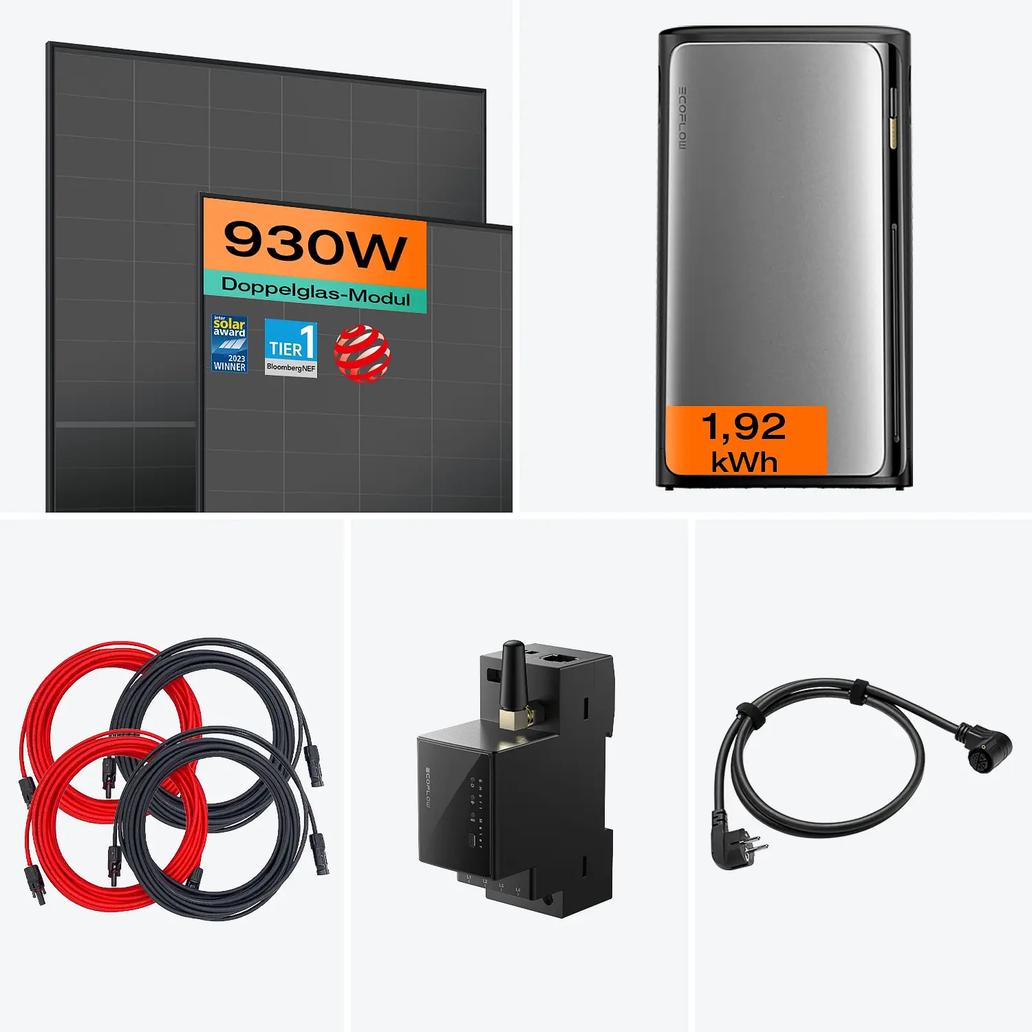 Balkonkraftwerk mit Speicher 930 W Komplettset Max