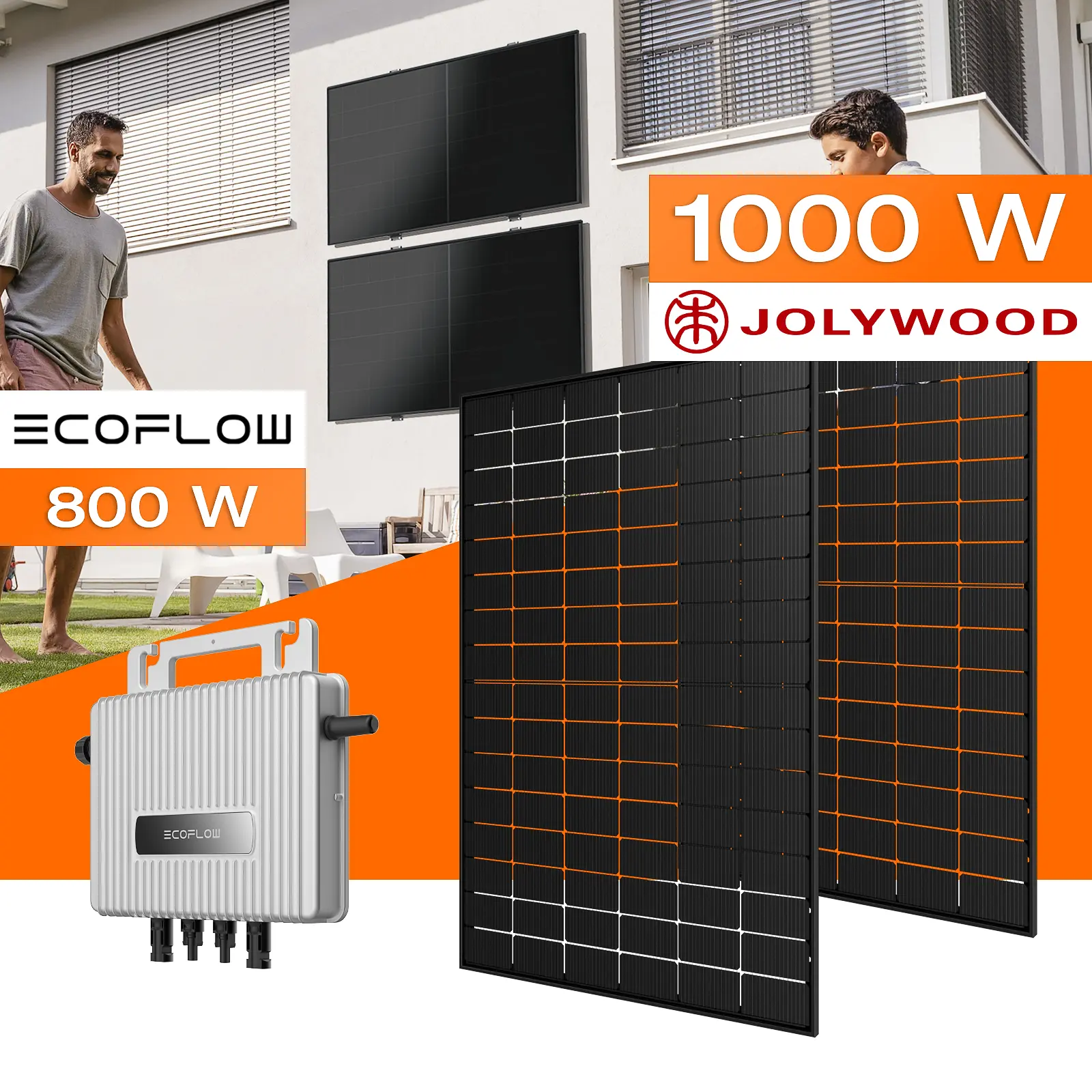 Balkonkraftwerk 1000 W mit Fassadenhalterung