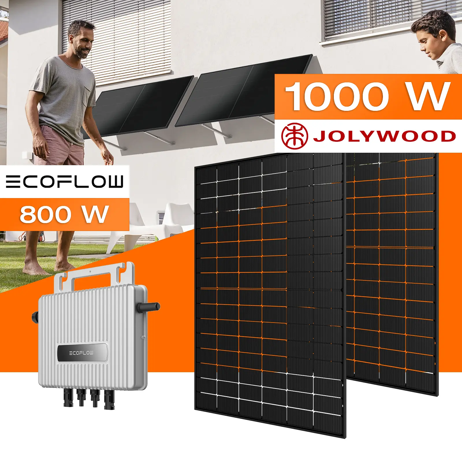 Balkonkraftwerk 1000 W mit Fassadenhalterung Vario