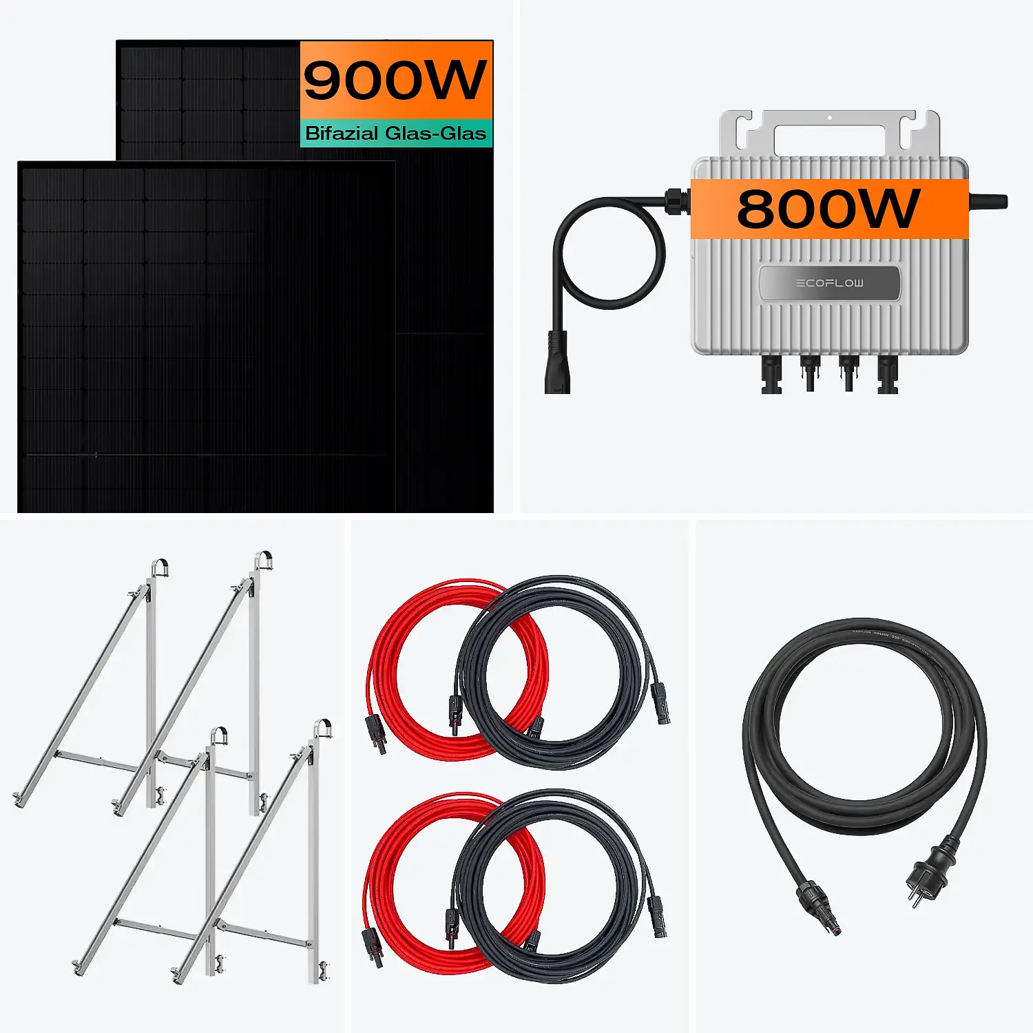 Balkonkraftwerk für Glasgeländer 800 W, 900 Wp