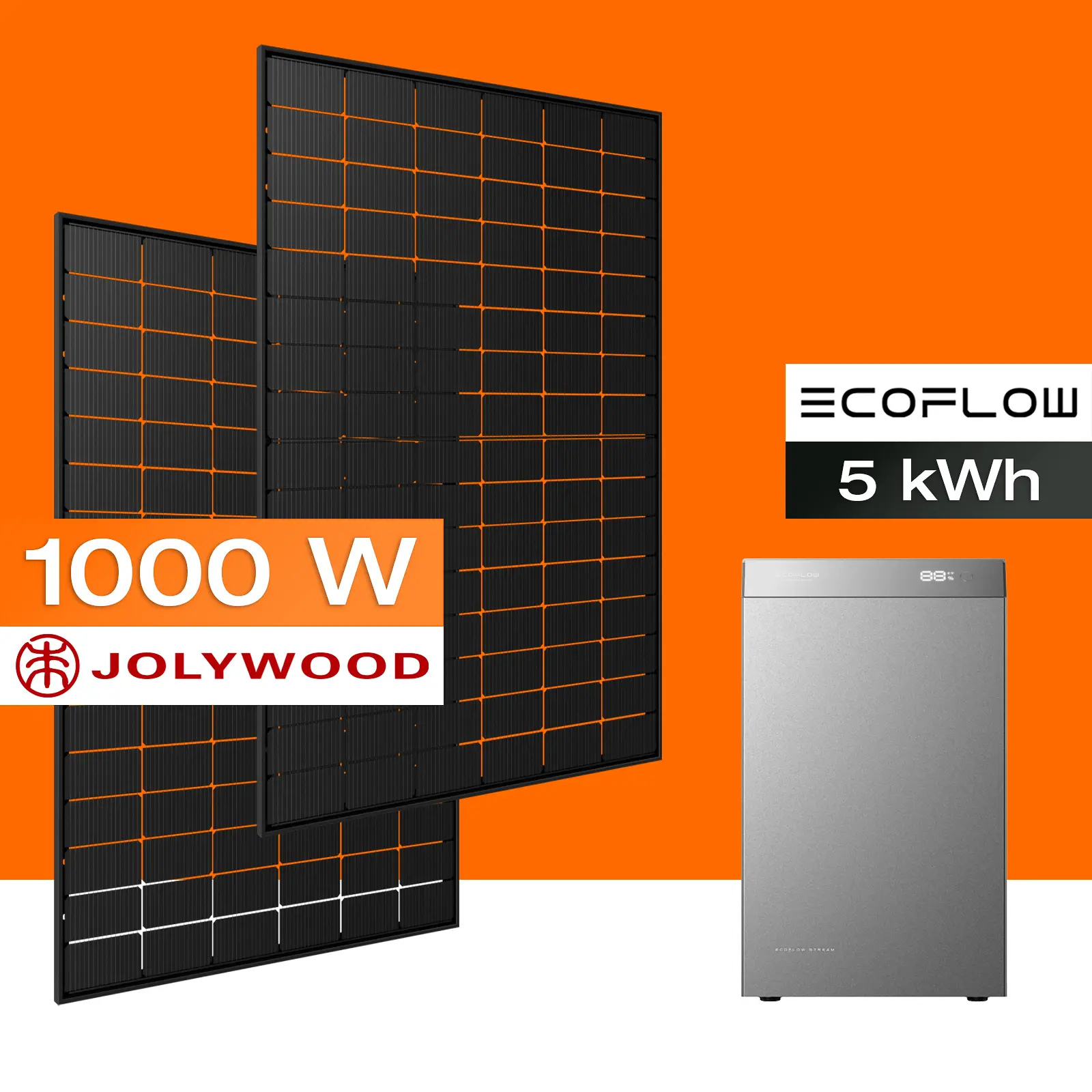 Balkonkraftwerk mit Speicher 5 kWh, 1000 W