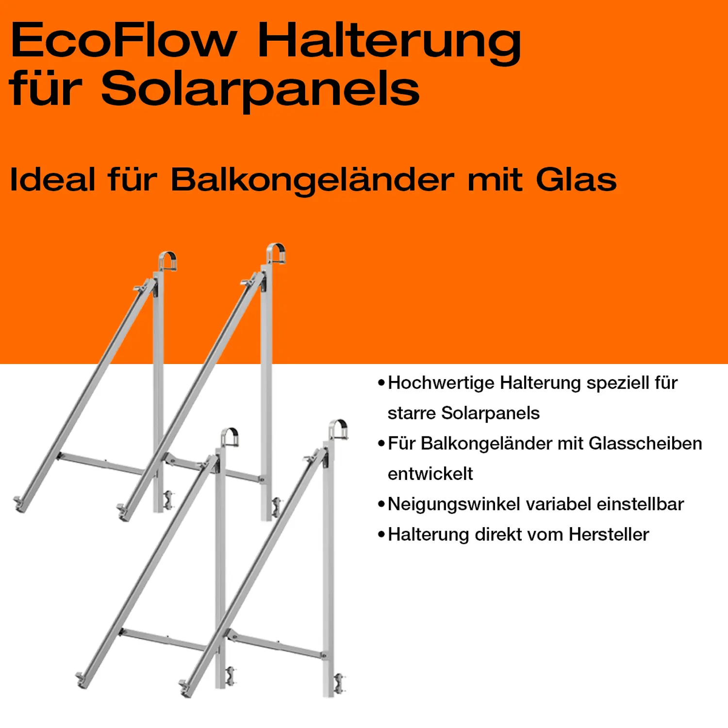 Balkonkraftwerk-Halterung für Glasgeländer – EcoFlow