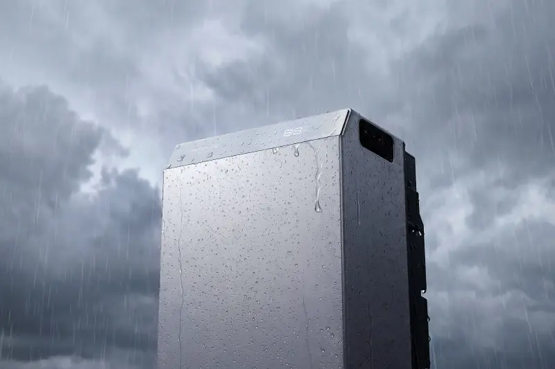 EcoFlow STREAM 5000 wasserdicht nach IP65 im Regen auf dem Balkon