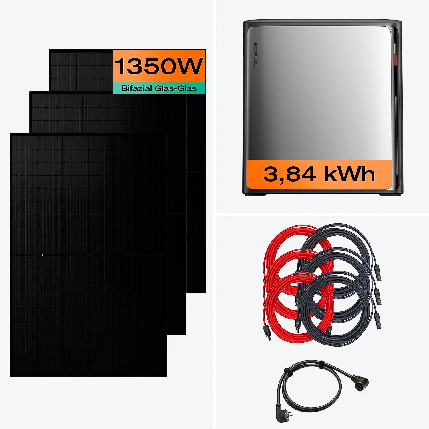 Balkonkraftwerk mit Speicher 1350 W & 3,8 kWh Komplettset