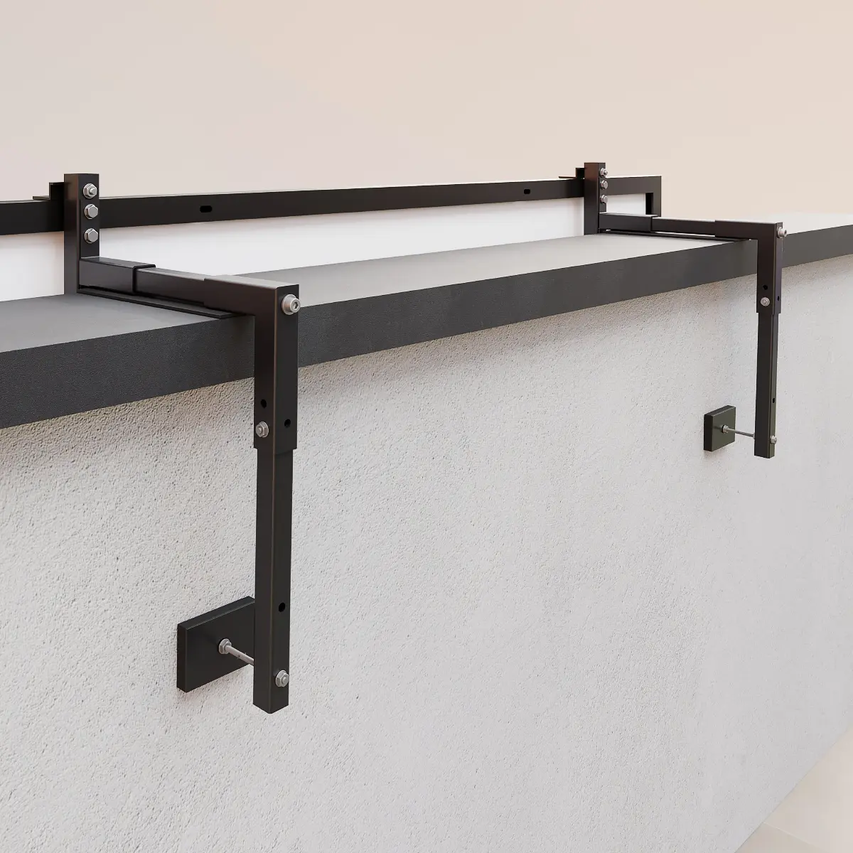Balkonkraftwerk mit Speicher 900 W Komplettset Max mit Betonbrüstung Halterung (10-15 cm)