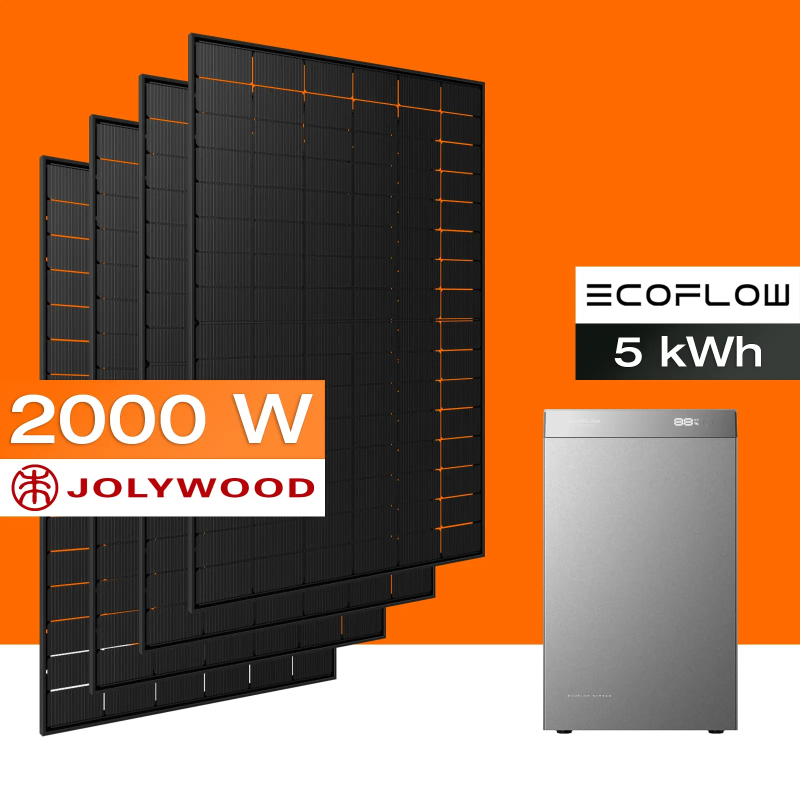 Balkonkraftwerk mit Speicher 5 kWh, 2000 W
