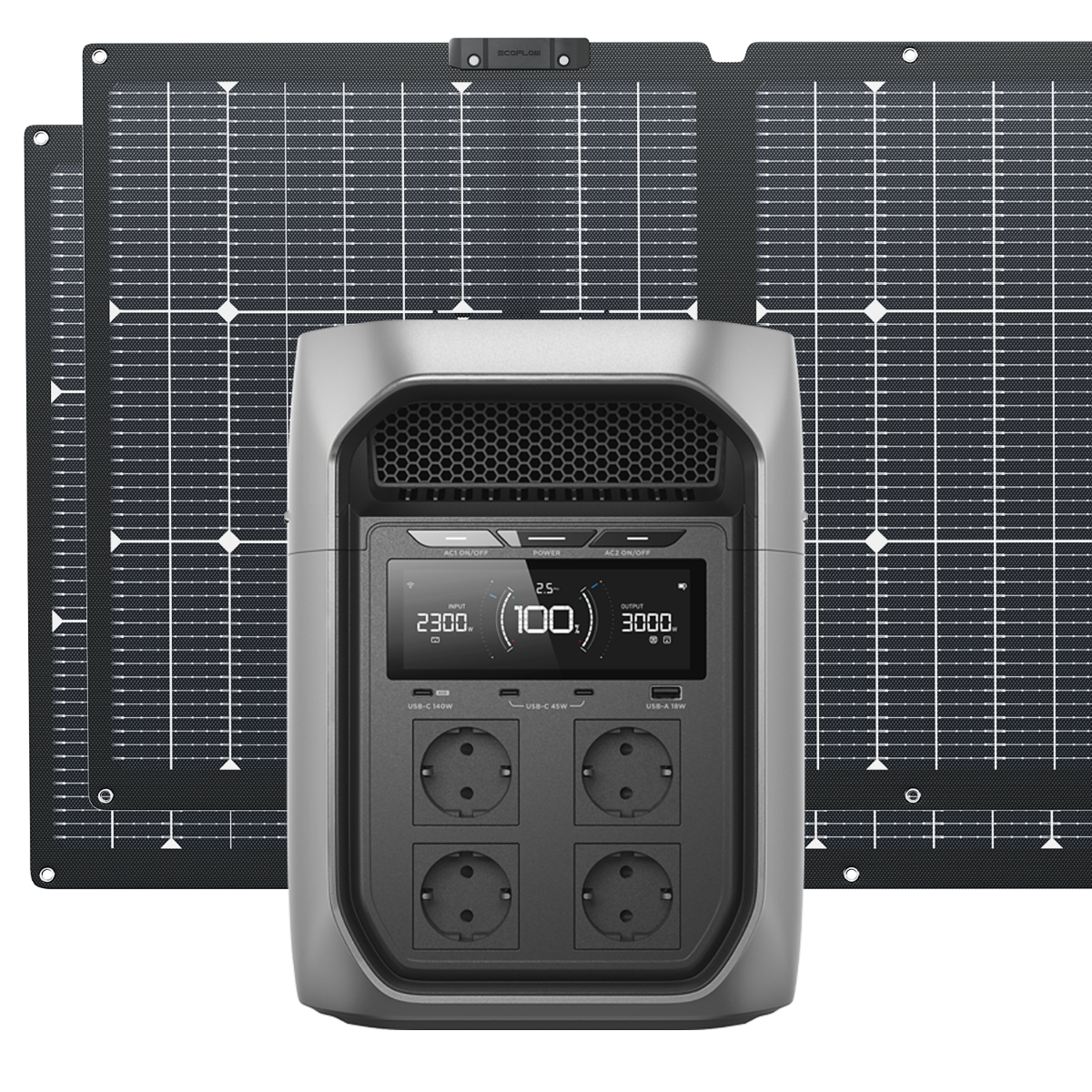 Powerstation-Campingset Delta 3 Max Plus mit faltbarem Solarpanel 220 W