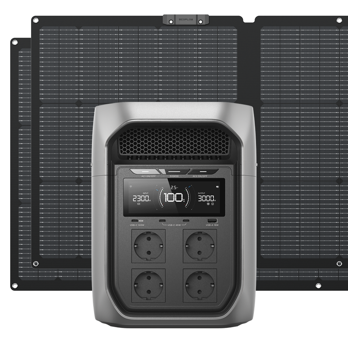 Powerstation-Campingset Delta 3 Max Plus mit faltbarem Solarpanels 160 W